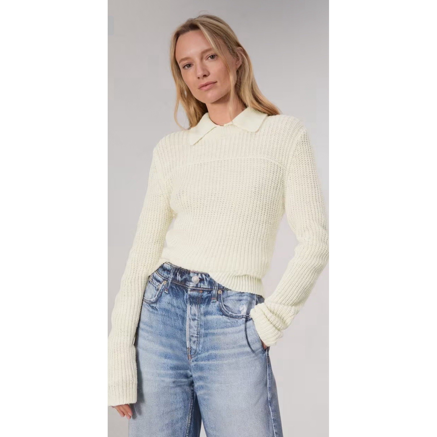 Rag & Bone Madix Wool & Alpaca Blend Ivory Sweater Polo Size, Extra Small